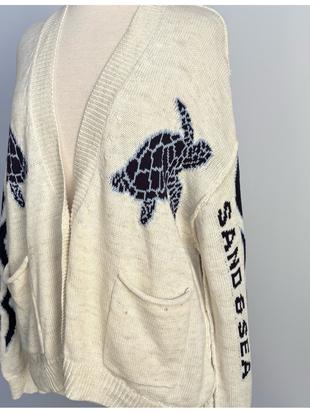 Anthropologie Pilcro Relaxed Sea Turtle Nautical Cardigan Sweater, M - Picture 13 of 17
